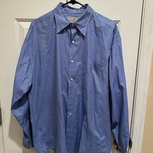 Madeleine Finn Classic Blue Mens Button-Down Long Sleeve Shirt Made in USA Large